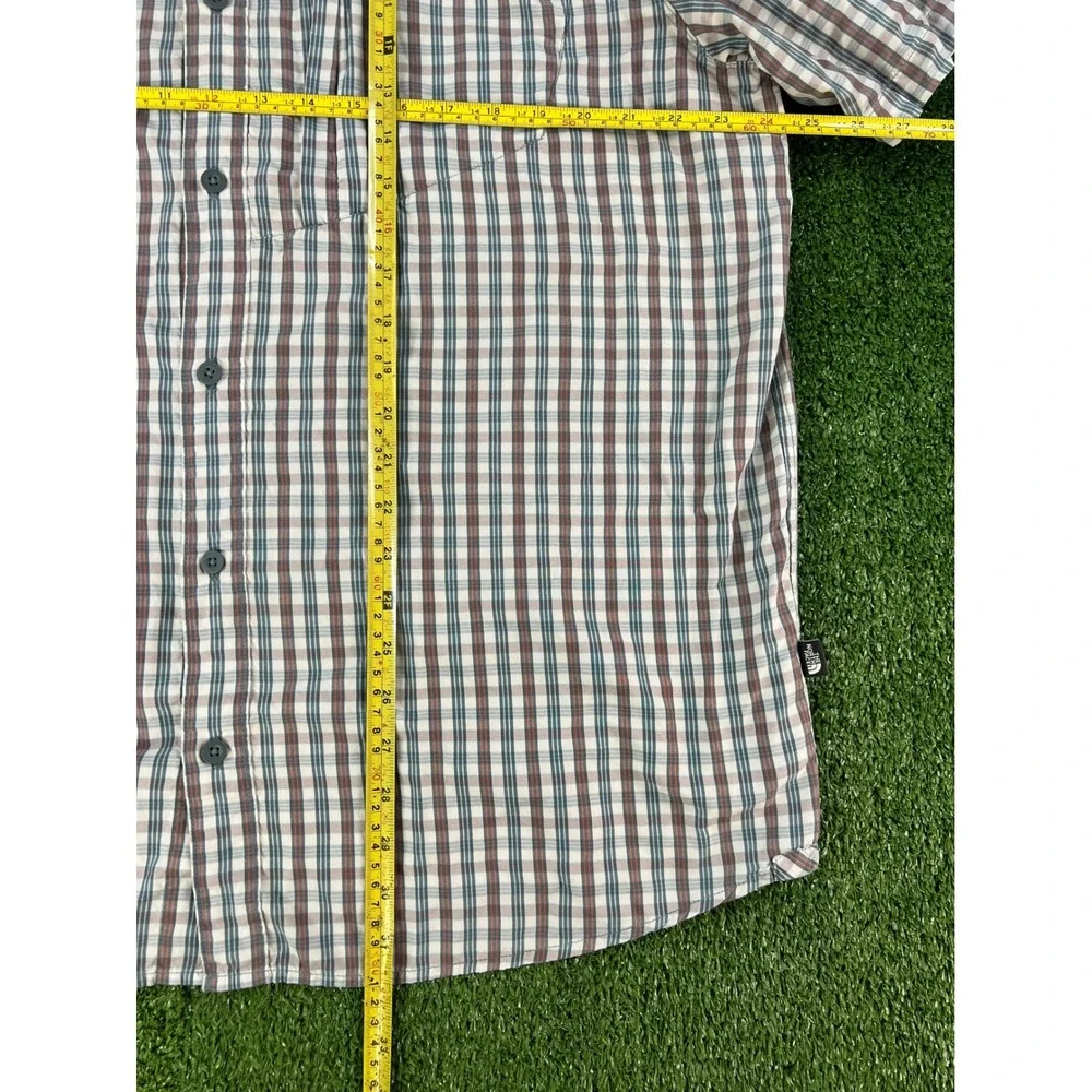 The North Face Mens XL Short Sleeve Plaid Button Up Hiking Shirt Nylon‎ Blend